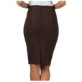 thumbnail image 2 of Petite High Waist Stretch Pencil Skirt with Shirred Waist Detail - Brown - Medium, 2 of 4