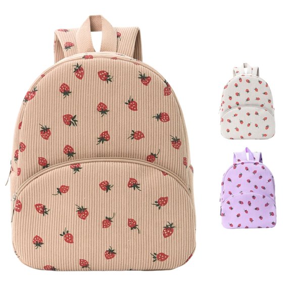 GobdXE Back To School Student Fruit Strawberry Print Daypack Large Single Main Zipper Compartment Unisex Mini Backpack Size:One Size