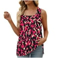 thumbnail image 2 of Plus Size Tank Tops for Women Sleeveless Square Collar Print Casual Loose T-shirt Red XXL, 2 of 5