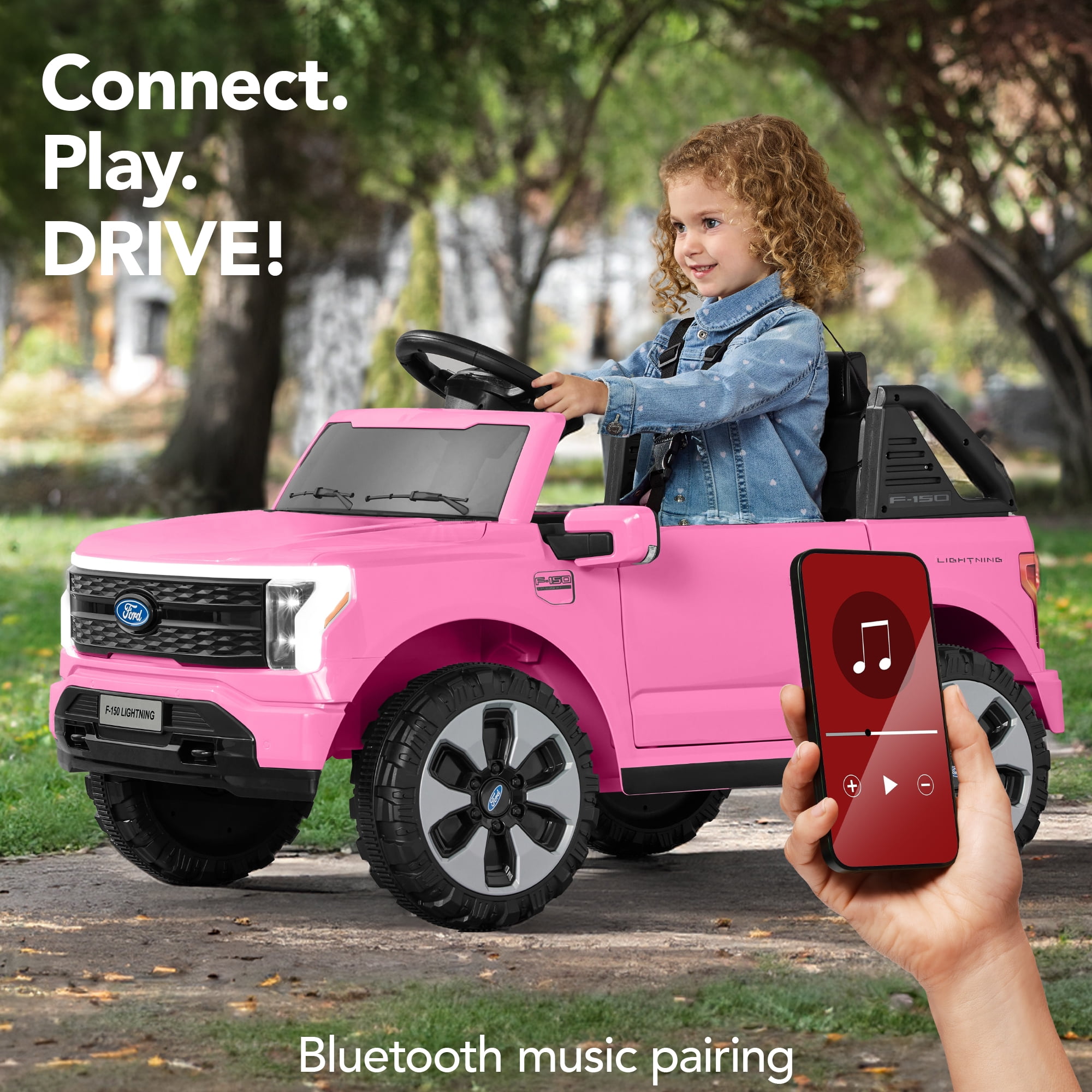 Best Choice Products Kids 12V Ride On Car Officially Licensed Ford Lightning Truck w/ Remote, LED Lights - Pink