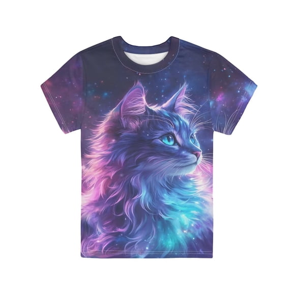 Garronmavis Galaxy Cat T-Shirts for Toddler 2T-3T Girls Summer Tops Short Sleeve Crewneck Shirts for Daily Active Play Cool Graphic Tees Y2K Back to School Outfits
