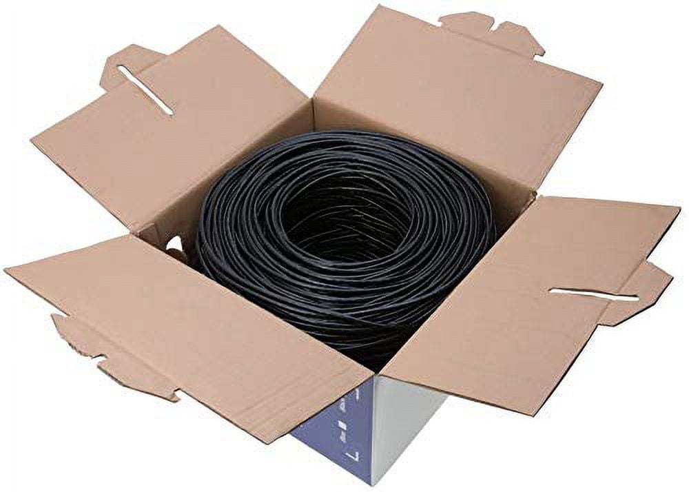Cables Direct Online 1000FT CAT6 Plenum CMP Solid UTP Cable 550MHz Ethernet LAN 23AWG CCA (Copper Clad Aluminum) Bulk Pull Box, Black