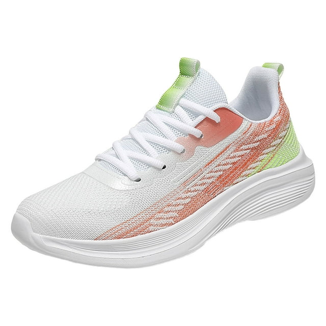 WEAIXIMIUNG Sneakers Women Trendy White Women Sneakers Fashionable Couple Style New Pattern Color Blocking Summer Mesh Breathable and Comfortable Flat Bottom Lace Up Casual Shoes