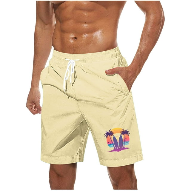 Pantalones Cortos Casuales para Hombre Imprimir con Bolsillos Pantalones de Playa de Cintura Elástica, Pantalones Cortos de Cintura Elástica para Hombre