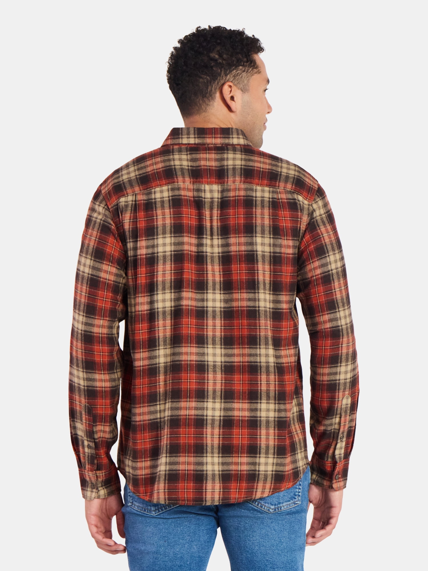 George Men's & Big Men's Relaxed Fit Double Pocket Flannel Shirt, Sizes XS-3XLT