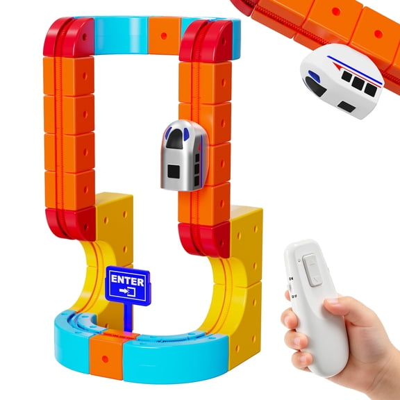REARFIT Electric Train Set 3D Magic Flexible Race Track for Kids 3 4 5 6 7 8 Years Old, Educational STEM LearningToy for Boys Girls Birthday, Starter Set(59 piece)
