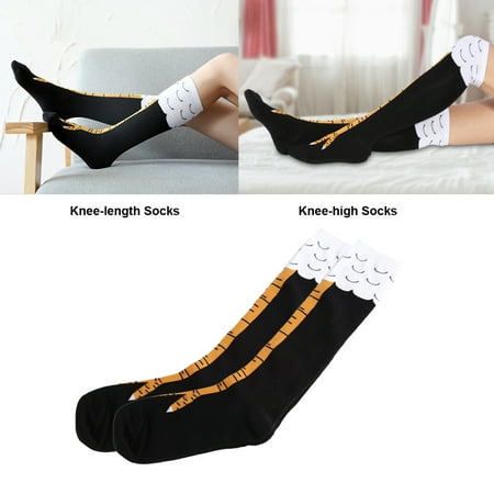 Knee Length Chemise - WALFRONT 50cm/35cm Length 3D Chicken Leg Animal Cartoon Pattern Soft Warm Cotton Knee Socks Girls Women, Chicken Thigh Pattern Socks, Chicken Pattern Socks