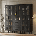 thumbnail image 2 of RichYa 3Pcs Bookcases with Doors,5-Tier Bookshelves with Storage Cabinet,Combination Display Cabinets for Home Office,Black(AAB), 2 of 10