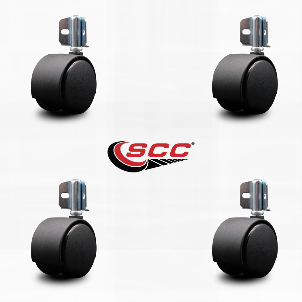 2-3/8 Inch Nylon Twin Wheel Caster with Corner Mounting Bracket – Set of 4 – SCC