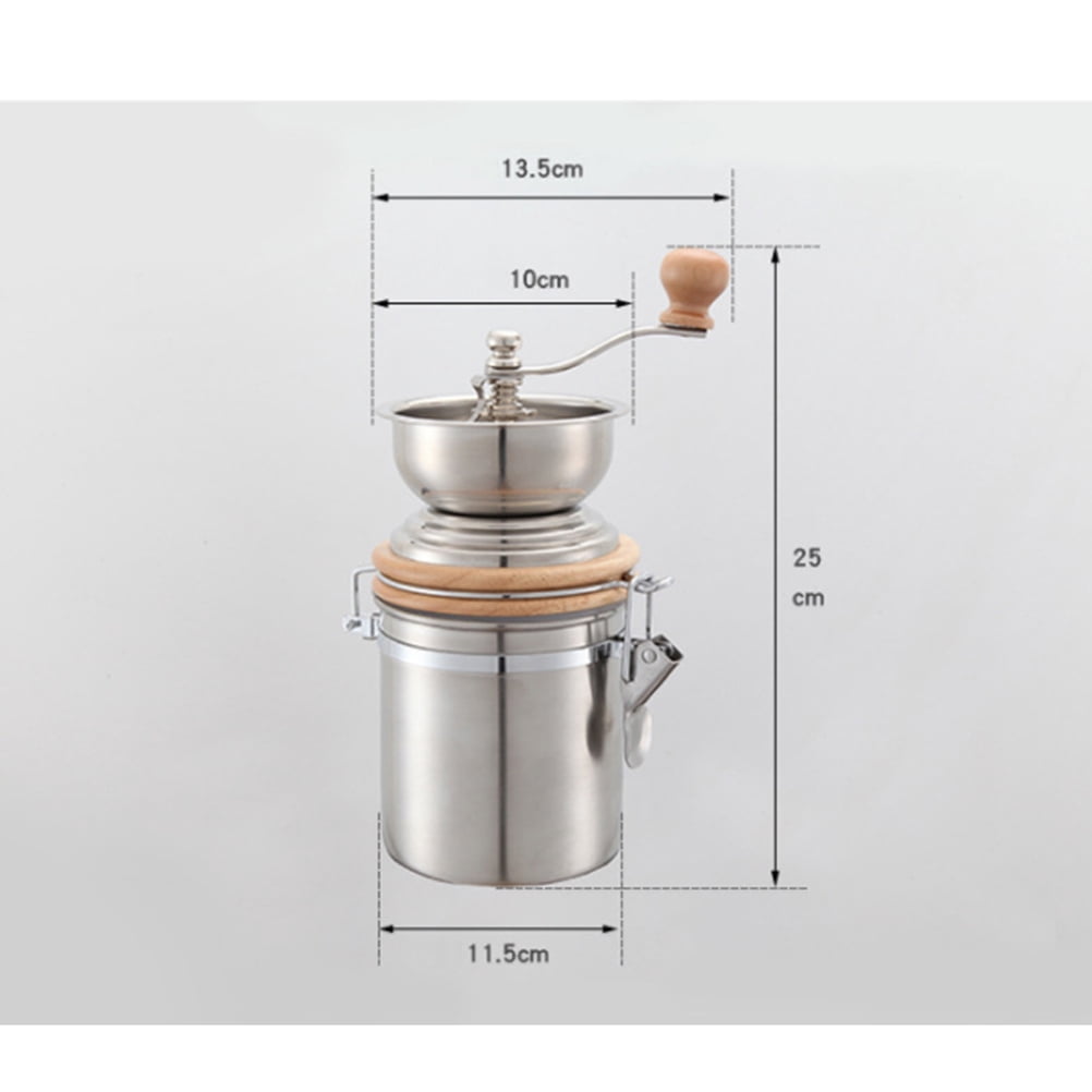 WHAMVOX Stainless Steel Manual Coffee Bean Grinder with Conical Burrs for Kitchen Use Silver 7.5in