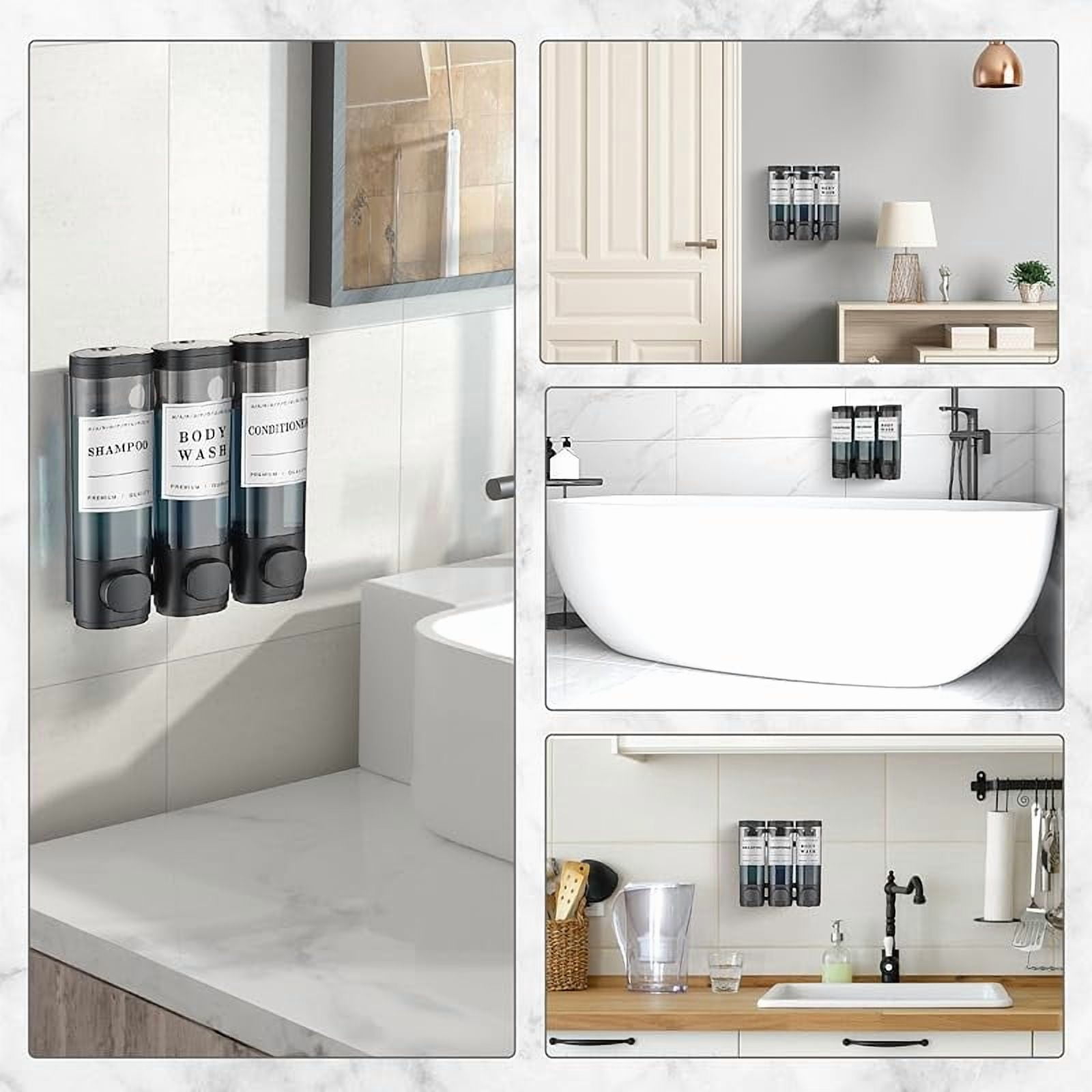 CZQ 3 Chamber Wall-Mounted Shower Dispenser No Drill Large Capacity Bathroom Organizer