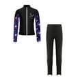 thumbnail image 4 of Miutii Kids Girls 2 Pieces Figure Skating Outfits Long Sleeve Zipper Jacket with Sparkly Pants Set Black 8, 4 of 9