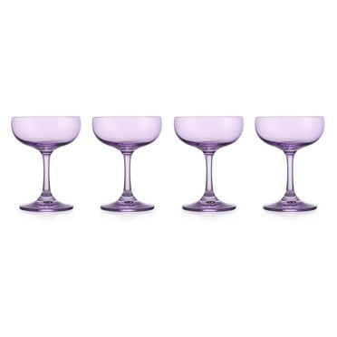 XylehR Champagne Glasses, Martini Glasses Coupe Champagne Glass, Drinking Glasses with Stem, Purple Veneto Collection