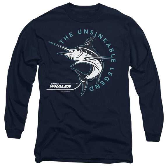Boston Whaler Destination Unisex Adult Long-Sleeve T Shirt, Navy, Medium