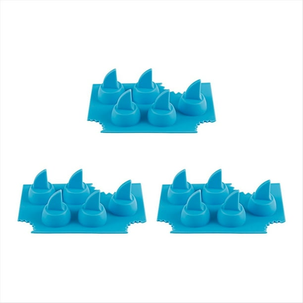 Bandeja de Hielo con Forma de Aleta de Tiburón de Silicona para Congelador,Molde de Gelatina de Aleta de Tiburón DIY, Moldes de Hielo para Amantes de los Tiburones, Regalo 3 Piezas