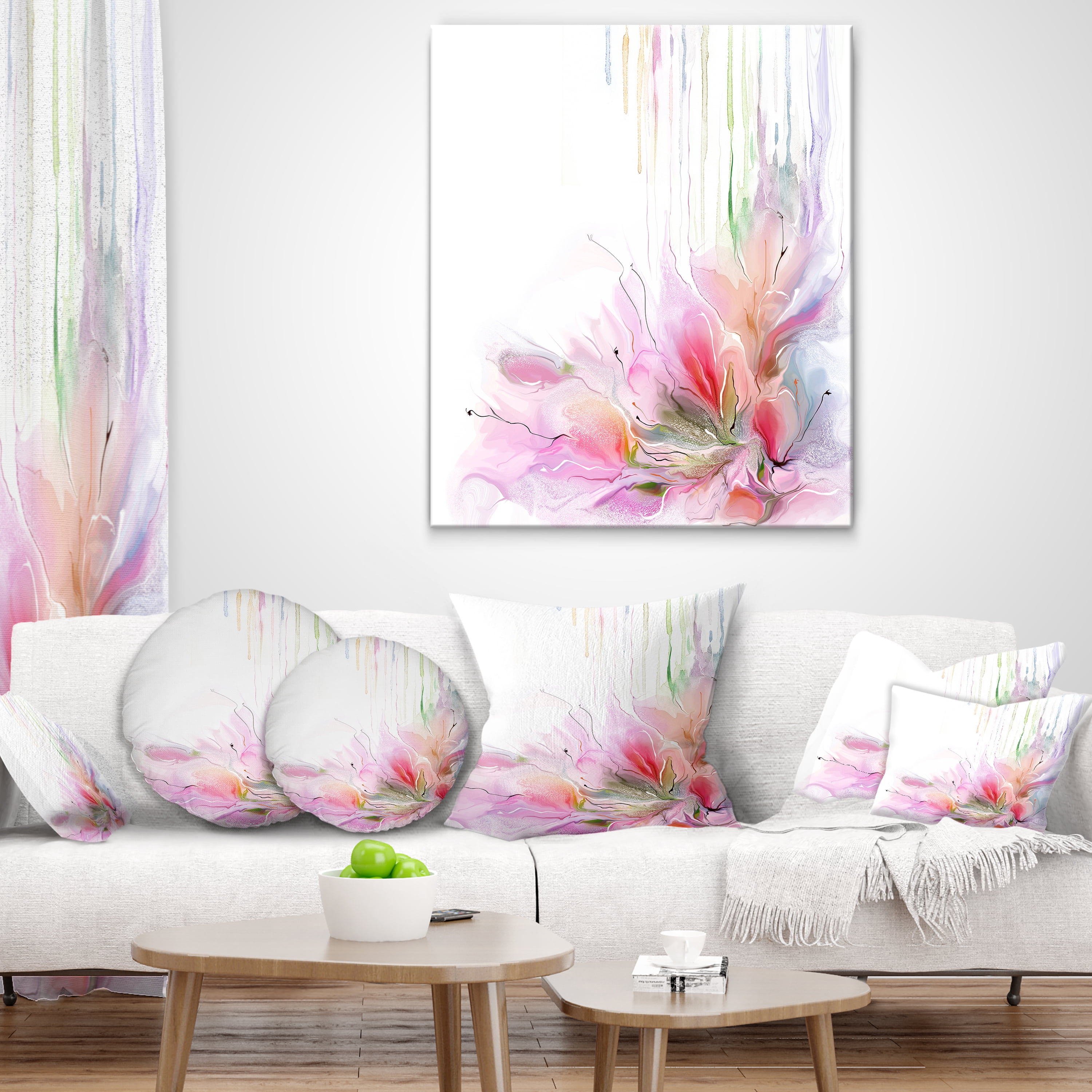Designart Floral Composition - Floral Throw Pillow - 12x20