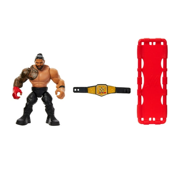 WWE Knuckle Crunchers Roman Reigns Action Figure & Accessories, Bone-Crunching Movement, 3.25-inch
