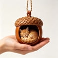 thumbnail image 5 of 3D Cat Acorn Ornament, Woodland Christmas Decor with Realistic Animal Figure, Resin Hanging Ornament for Christmas Tree, Home, Party Decor 2026 New, 5 of 5