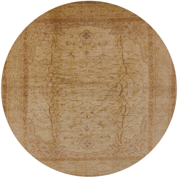 Ahgly Company Indoor Round Mid-Century Modern Brown Oriental Area Rugs, 3' Round