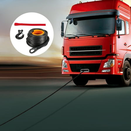 1/2"x92' Synthetic Winch Rope with Hook, Winch Cable with Protective Sleeve, Car Tow Recovery Cable for 4WD Off-Road Vehicle Truck ATV UTV SUV 31,500 LBS Breaking Strength (Black)