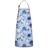 Pioneer Flower Floral Print Pattern Apron-Garden Aprons for Women with Pockets-Cotton Linen Waterproof Kitchen Cooking Gardening Aprons Adjustable for Kitchen,Cooking,BBQ and Salon 33x27 Inch