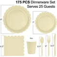 thumbnail image 2 of Inadays 175Pcs Disposable Party Supplies Includes Beige Paper Plates Cup Napkins Forks Spoons Knives, Dinnerware Set for Garden Party Birthday BBQ Baby Shower Wedding, Serve 25 Guests, 2 of 7
