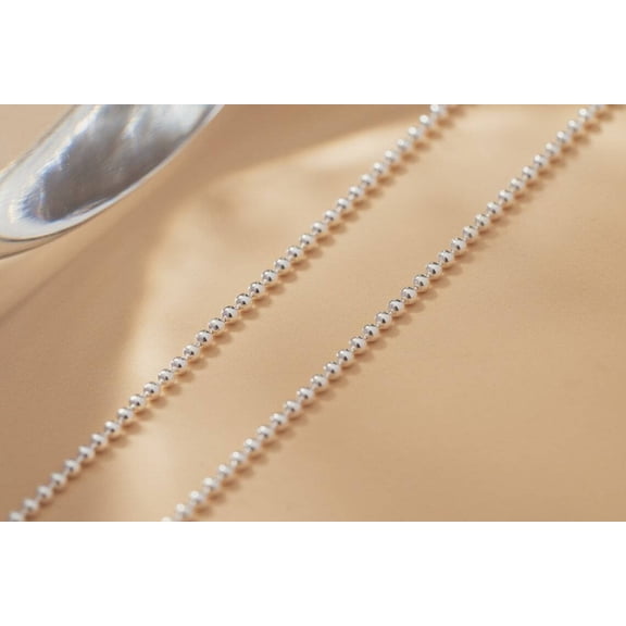 925 Sterling Silver 1.5mm Italian Ball Bead Chain Italy New Dog Tag Necklace