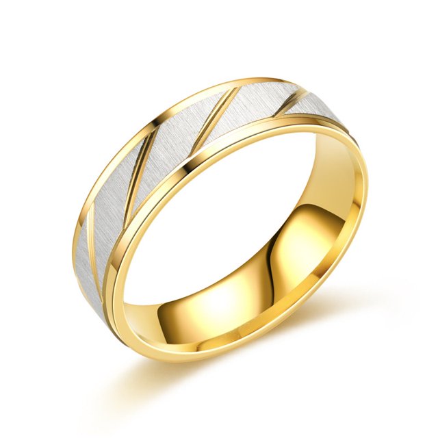 Anillo de promesa de 4/6 mm de oro de 18 quilates a rayas de acero inoxidable para hombres y mujeres joyería de anillos de boda para parejas de acero de titanio