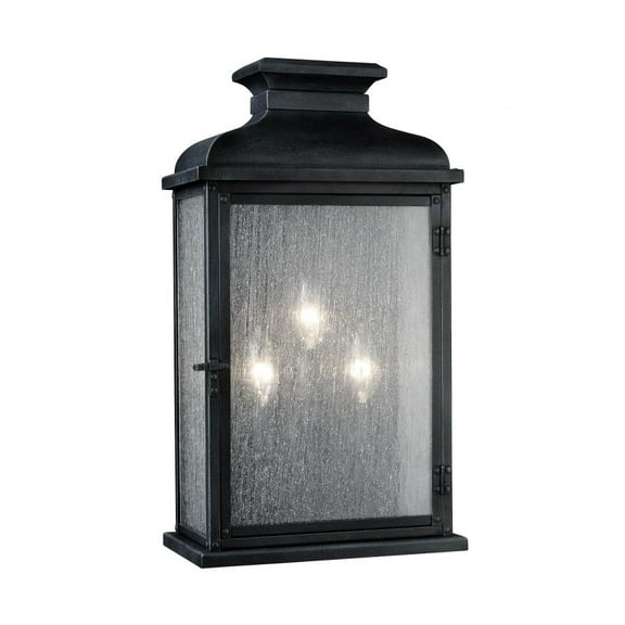 Feiss OL11104DWZ Pediment 10" 3-Light Outdoor Wall Sconce in Dark Weathered Zinc