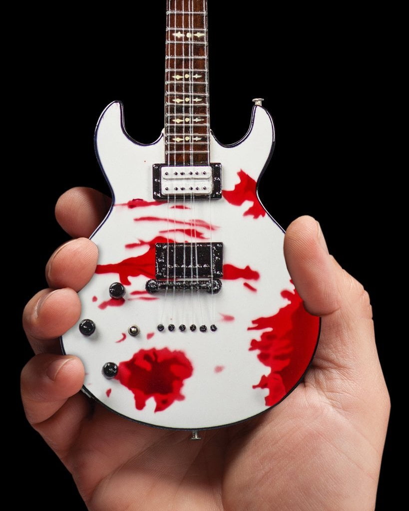 Zacky Vengeance White Schecter Custom Blood Splatter 10 Inch Miniature Guitar
