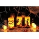 thumbnail image 4 of Velas parpadeantes sin llama que funcionan con pilas con temporizador de 6 horas, juego de 3 velas LED de cera real, luz cálida con castillo, bruja, murciélagos, velas decorativas para niños Adepaton WRMH-1577, 4 of 7