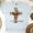 Ash, variant on Jesus Resurrection Shirt with Dove and Flowers, Bible Verse Tee – John 19:30, Gold, Size M