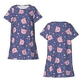 thumbnail image 6 of Hirioo Cute Pig for Women's Nightdress Comfortable Short Sleeve Nightwear Casual Sleep Dress, 6 of 8