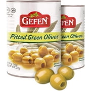 Gefen Pitted Gourmet Green Olives 19oz 2 Pack No Coloring or Preservatives, Product of Israel