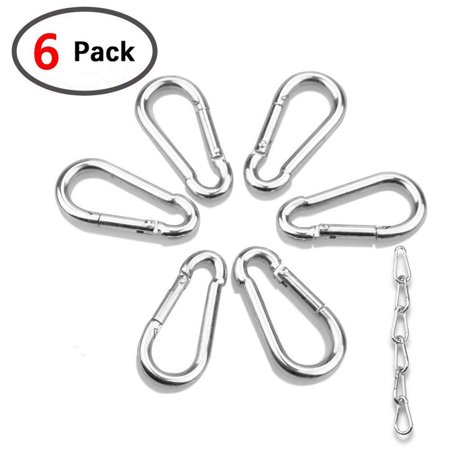6pcs Stainless Steel Spring Carabiner Snap Hook Keychain Quick Link Lock Buckle