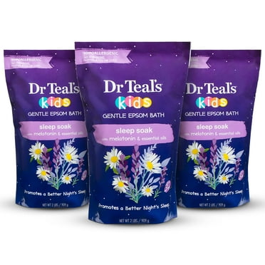 Dr Teal,S Kids Gentle Epsom Salt, Sleep Soak With Melatonin, 2 Lbs (Pack Of 3) (Packaging May Vary).