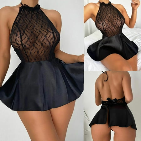 

Women Sleepwear V-Neck Sexy Chemise Nightgowns Lace Sleeveless Comfy Soft Nightgown Nightwear Pajama