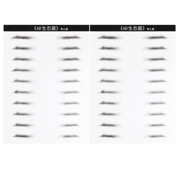 2 hojas/20 pares de pegatinas para cejas, imitación de pelo, resistentes al agua, de larga duración, para hombres (cejas masculinas)