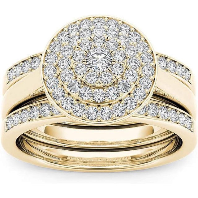 AKYUSGFL Fashion Rings for Women Synthetic Diamond Studded Zirconia Inlaid Rings Wedding Engagement Rings Jewelry Accessory Gifts