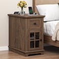 thumbnail image 2 of FAGAGA Farmhouse End Tables with Charging Station for Living Room,Nightstand with Drawer for Bedroom,Dark Walnut, 2 of 8