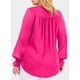 thumbnail image 2 of Blusa Eytino para mujer, talla grande, cuello en V, manga larga fruncida, 2 of 6