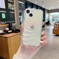 thumbnail image 3 of iPhone 13 Case, Luxury Holographic Cute Laser 3D Shell Pattern Flashing Flash Wave Shaped Phone Case for Women and Girls Silicone Protective Case (iPhone 13 6.1 inch), 3 of 14