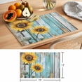 thumbnail image 6 of Summer Sunflower Placemats Set of 12 Blue Wood Grain Farmhouse Country Place Mats Indoor Wipeable Table Mats Washable Cloth Dining Table Placemats for Kitchen Holiday Party Home Decor 13x19 Inch, 6 of 9