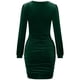thumbnail image 5 of Vestido corto de verano con cuello en V y manga larga con dobladillo fruncido en el pecho para mujer ANGGREK  Otros, 5 of 8