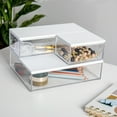 thumbnail image 3 of Martha Stewart Brody Clear Plastic Storage Organizer Bins with White Engineered Wood Lids for Home Office, Kitchen, or Bathroom, 3 Pack Small/Medium/Large, 3 of 9