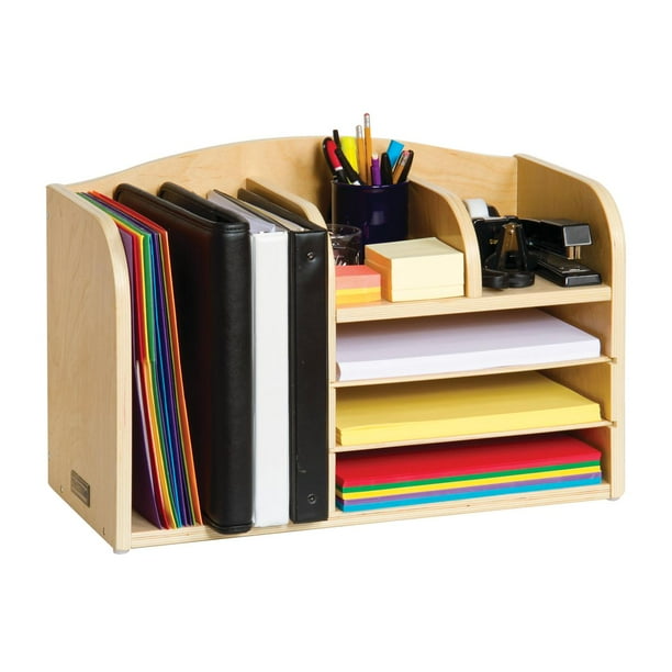 Guidecraft High Desk Organizer Wooden Tabletop Supply Caddy Desktop Storage For Stationary