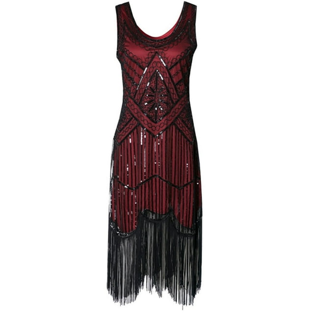 Pisexur Robe à Paillettes pour Femme Robe Charleston des Années 1920 Manches Courtes Paillettes Inspirée des Paillettes à Franges Robe de Fête Cocktail Robes de Soirée Robe d'Invitée de Mariage