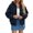 Navy, variant on Women's Textured Jacquard Hooded Jacket, Fashionable Zip Up Coat, Lightweight Casual Outerwear for Spring, Soft Stretchable Polyester Blend Blazer, Trendy Streetwear Style Jacket for Women Black L