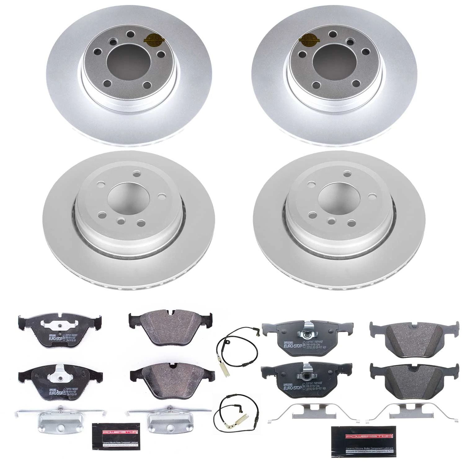 Power Stop Front and Rear Euro-Stop ECE-R90 Certified Brake Pad and Rotor Kit ESK5765