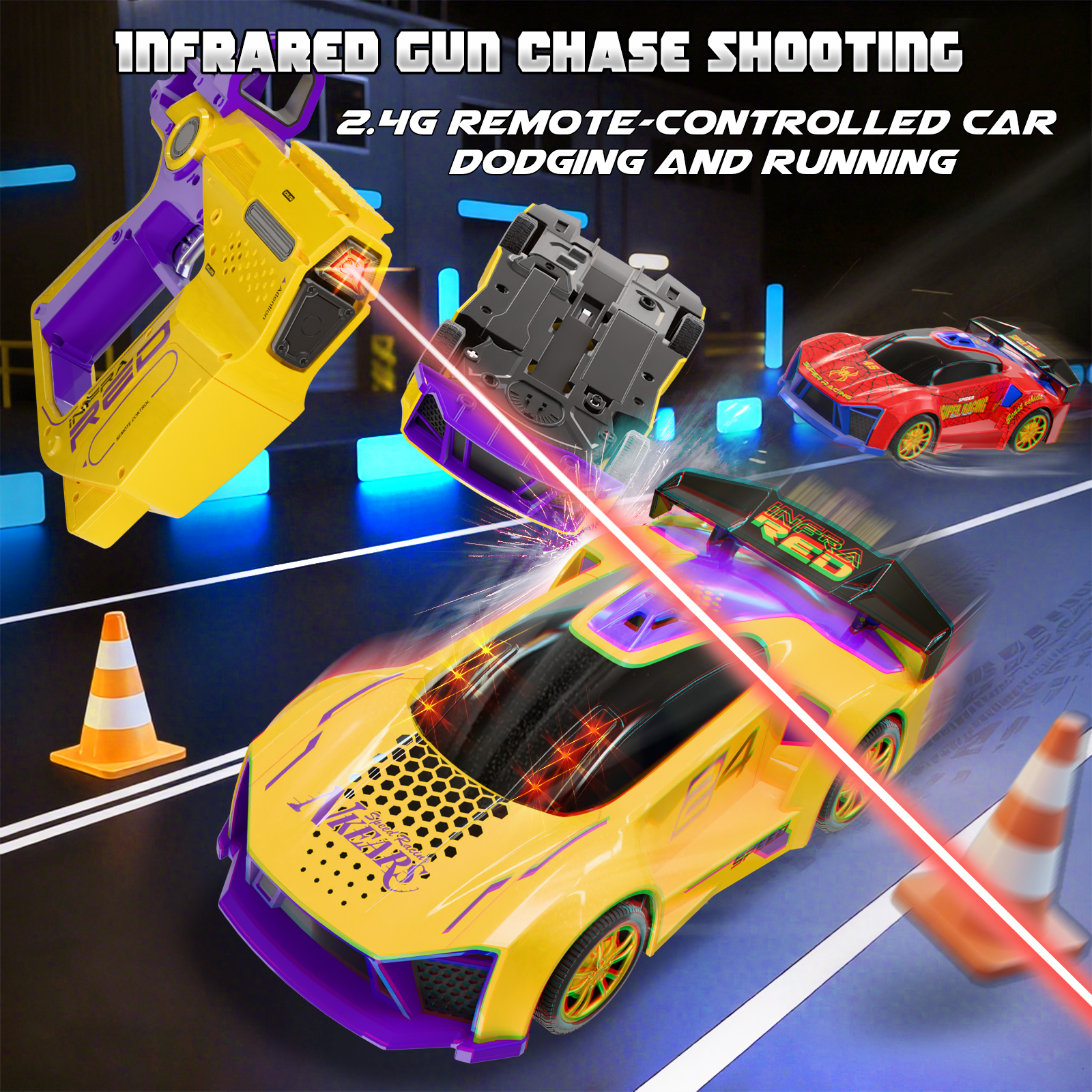 HNZENBW Remote Control Car for Kids Adults,2.4Ghz RC Drift Car,with Dual Remote Controls,Supports Multiplayer Competition Interactive Family & ChildrenToy Set for 3+